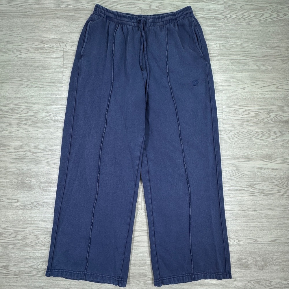 PINK Victoria's Secret Women's Sweatpants Wide Leg Fleece Blue Large Streetwear
